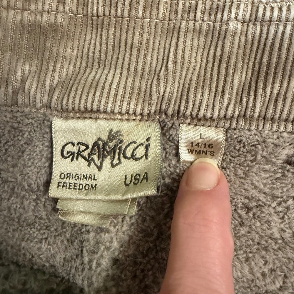 Vtg Gramicci Corduroy Pants Made In Usa Fleece Lined Bonded Womens Sz L (14/16) — image 4 of 6